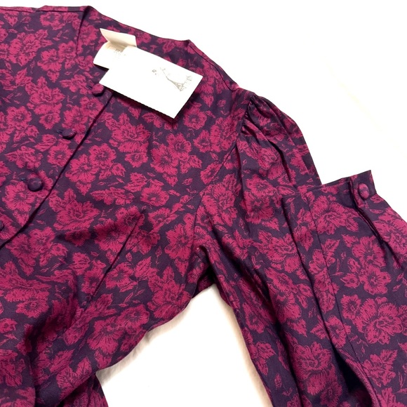 Laura Ashley Vintage 80s Floral Dress Peasant sz 12 - 10 Made in USA NWT - Picture 5 of 11